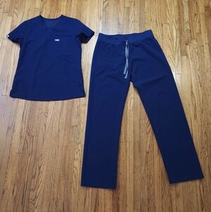 Figs Womens Scrub Set Catarina Livingston Size XXS Top Pants Size S Navy Blue
